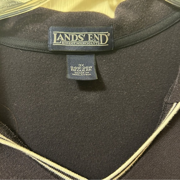 Lands' End Top Sleeveless Polo Collared Navy Blue White Trim Women's Plus 3X - Picture 11 of 13